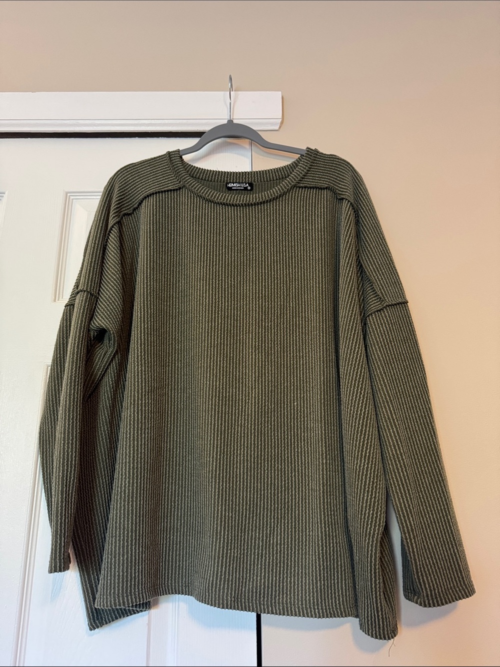 HEIMISH USA Olive Ribbed Crewneck Top